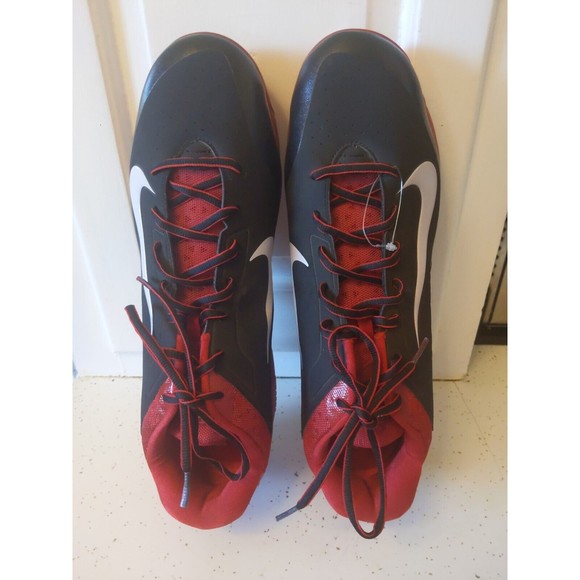 Nike Men's Huarache Pro Low Metal Baseball Cleats NEW 599233 016 Black Red SZ 15 - Picture 4 of 11